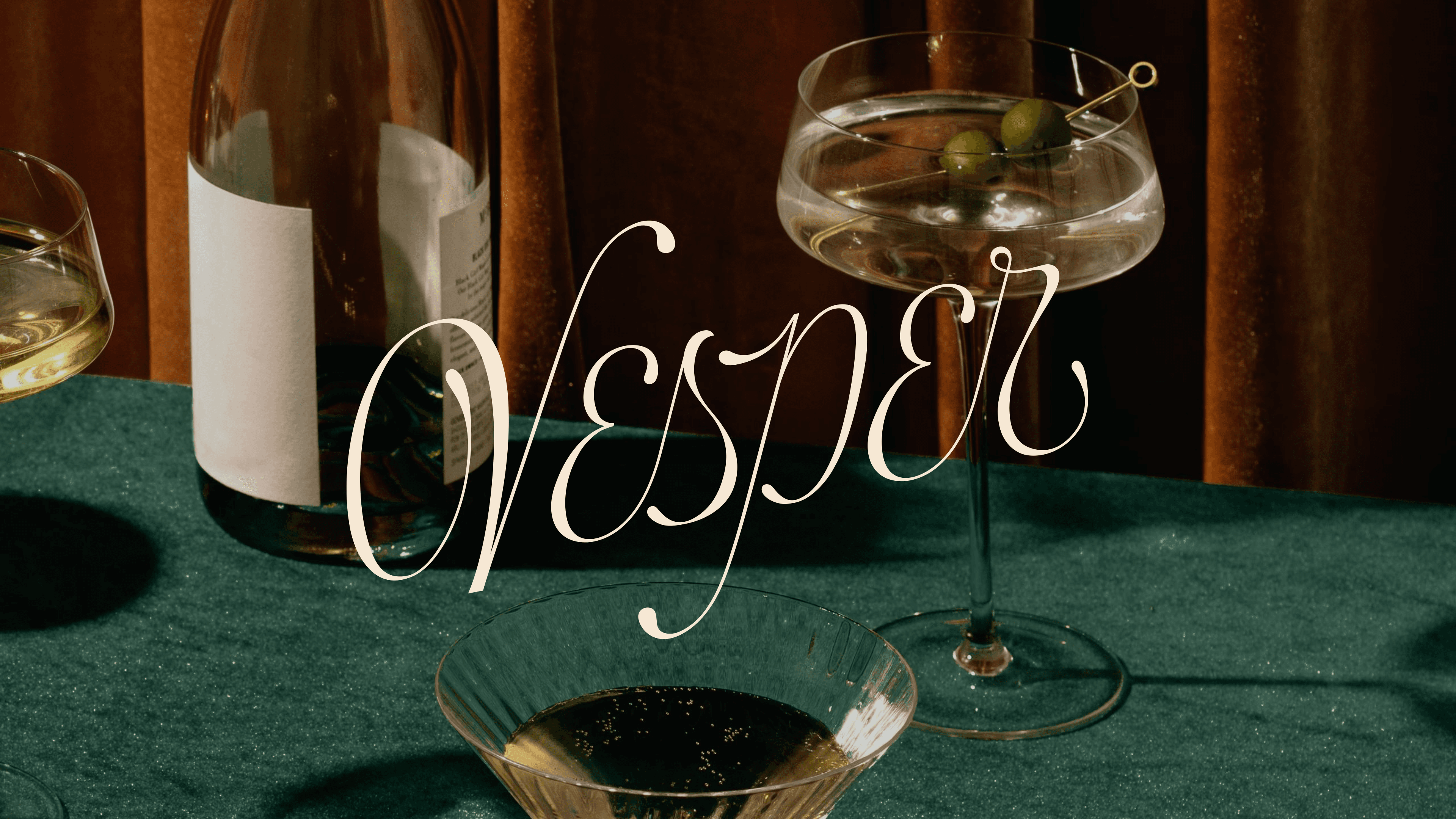 A Vesper cocktail and wine service